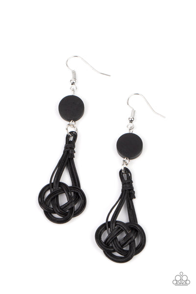 Paparazzi Twisted Torrents - Black Earrings