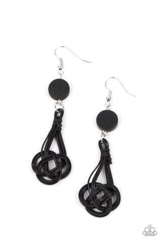 Paparazzi Twisted Torrents - Black Earrings