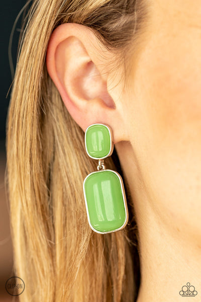 Paparazzi Meet Me At The Plaza - Green Earrings