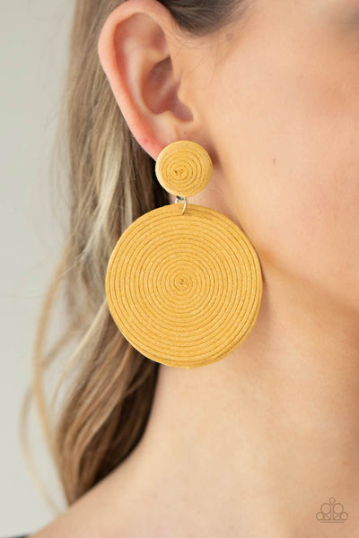 Paparazzi Circulate The Room - Yellow Earrings