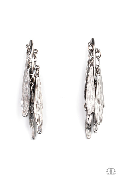 Paparazzi Pursuing The Plumes - Black Earrings