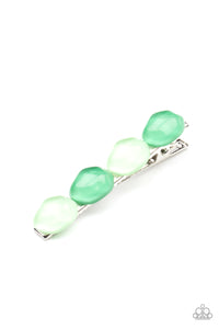 Paparazzi Bubbly Reflections - Green Hair Clip