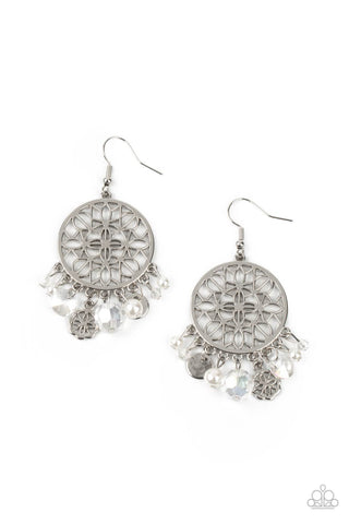Paparazzi Garden Dreamcatcher - White Earrings