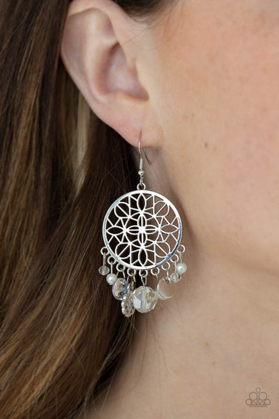 Paparazzi Garden Dreamcatcher - White Earrings