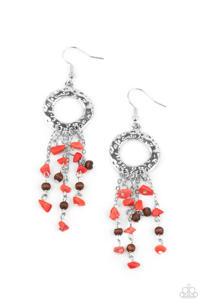 Paparazzi Primal Prestige - Red Earrings