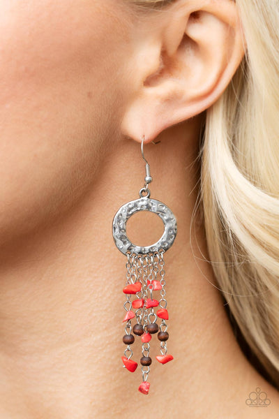 Paparazzi Primal Prestige - Red Earrings