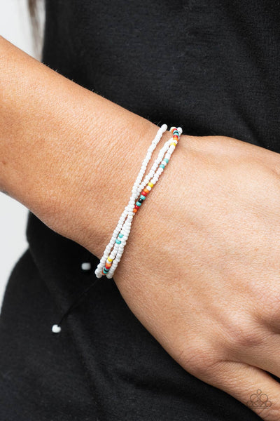 Paparazzi Basecamp Boyfriend - White Bracelet