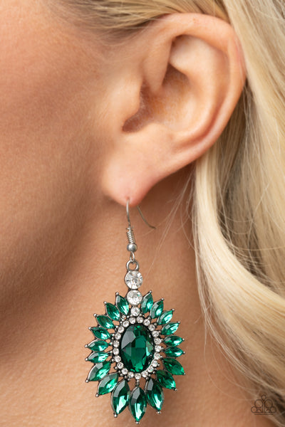 Paparazzi Big Time Twinkle - Green Earrings