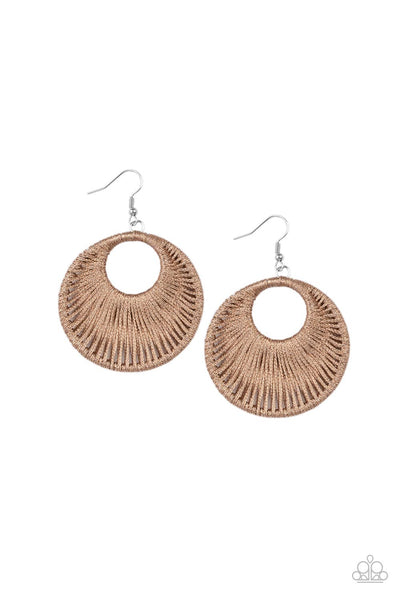 Paparazzi Weaving My Web - Brown Earrings