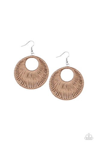 Paparazzi Weaving My Web - Brown Earrings