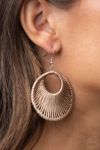 Paparazzi Weaving My Web - Brown Earrings