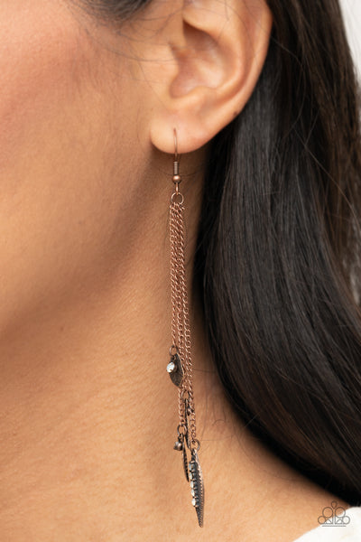 Paparazzi Chiming Leaflets - Copper Earrings