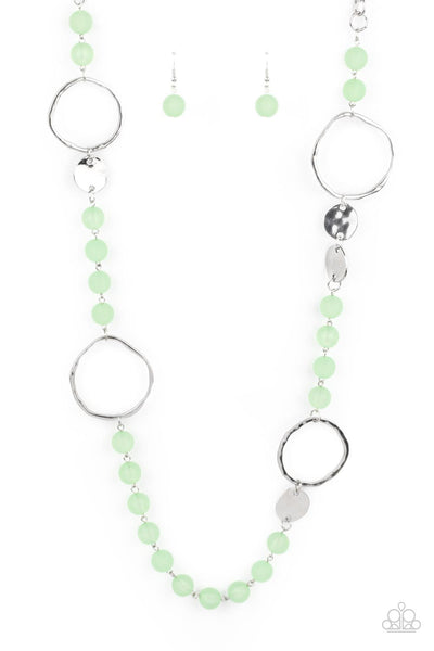Paparazzi Sea Glass Wanderer - Green Necklace