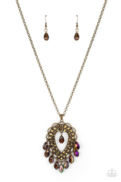 Paparazzi Teasable Teardrops - Brass Necklace