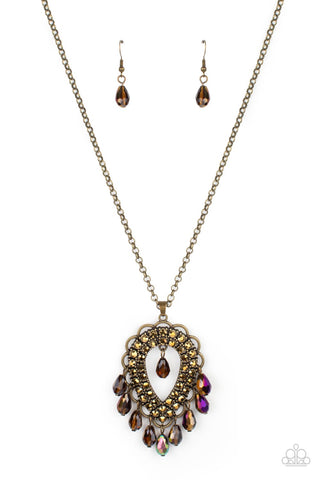 Paparazzi Teasable Teardrops - Brass Necklace
