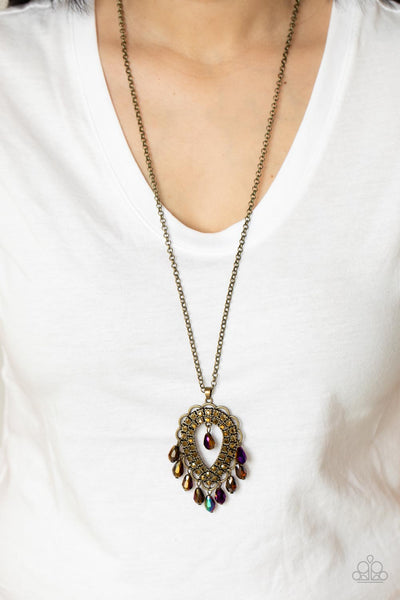Paparazzi Teasable Teardrops - Brass Necklace