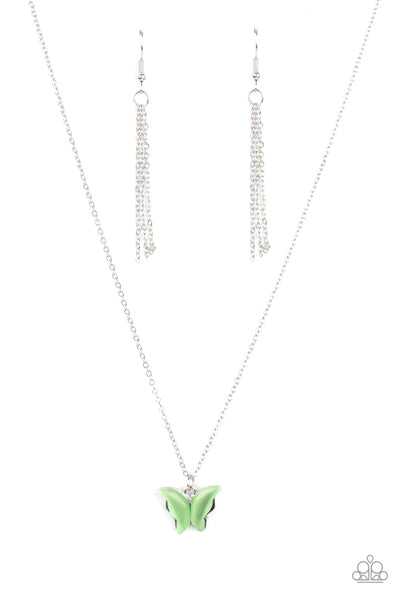 Paparazzi Butterfly Prairies - Green Necklace