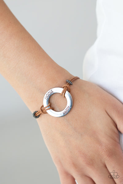 Paparazzi Choose Happy - Brown Bracelet