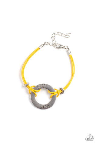 Paparazzi Choose Happy - Yellow Bracelet