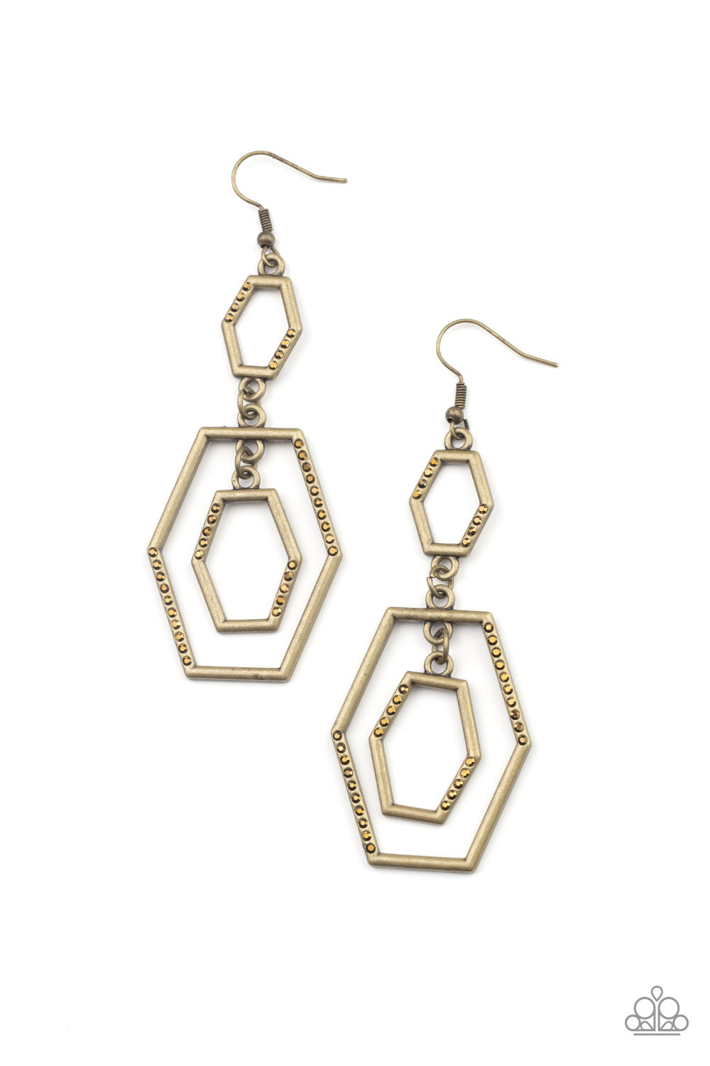 Paparazzi Geometric Maven - Brass Earrings