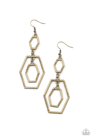 Paparazzi Geometric Maven - Brass Earrings