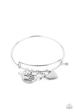 Paparazzi Come What May and Love It - White Bracelet