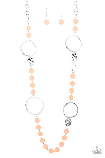 Paparazzi Sea Glass Wanderer- Orange Necklace