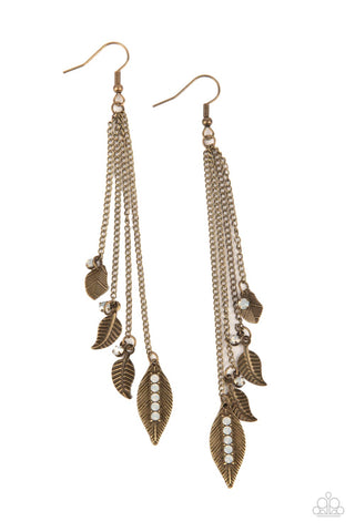 Paparazzi Chiming Leaflets - Brass Earrings