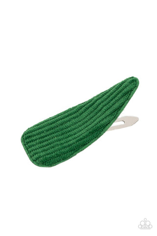 Paparazzi Colorfully Corduroy - Green Hair Clip