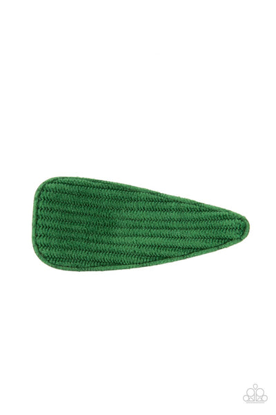 Paparazzi Colorfully Corduroy - Green Hair Clip