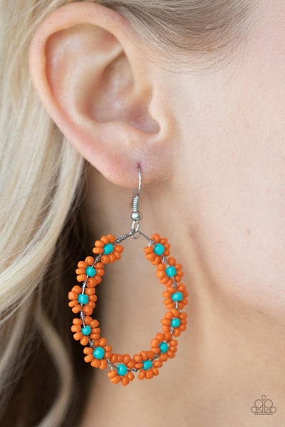 Paparazzi Festively Flower Child - Orange Earrings