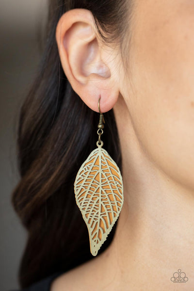 Paparazzi Leafy Luxury - Brass Earrings