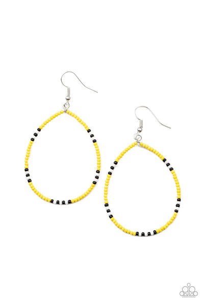 Paparazzi Keep Up The Good BEADWORK - Yellow Earrings