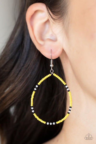 Paparazzi Keep Up The Good BEADWORK - Yellow Earrings