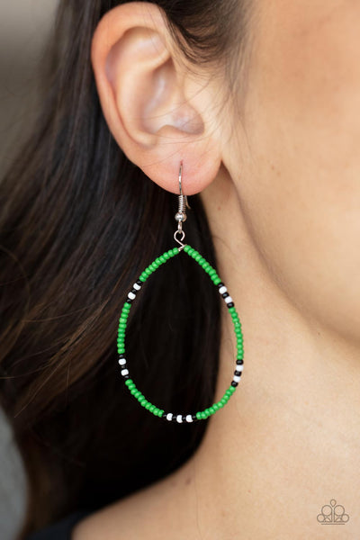 Paparazzi Keep Up The Good BEADWORK - Green Earrings