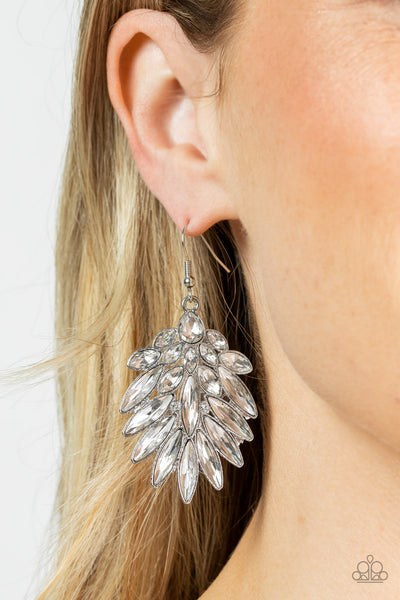 Paparazzi COSMIC-politan - White Earrings