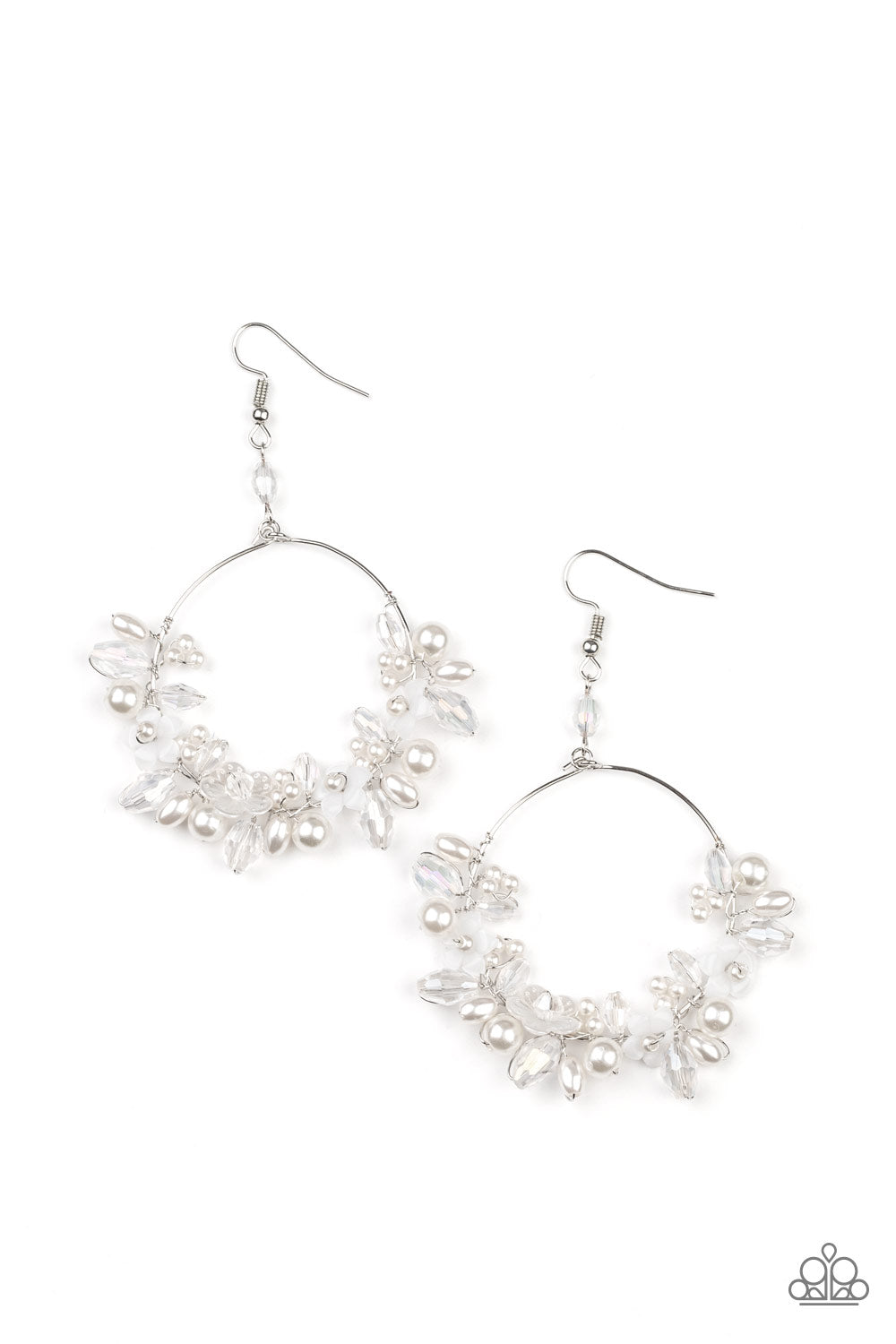 Paparazzi Floating Gardens - White Earrings