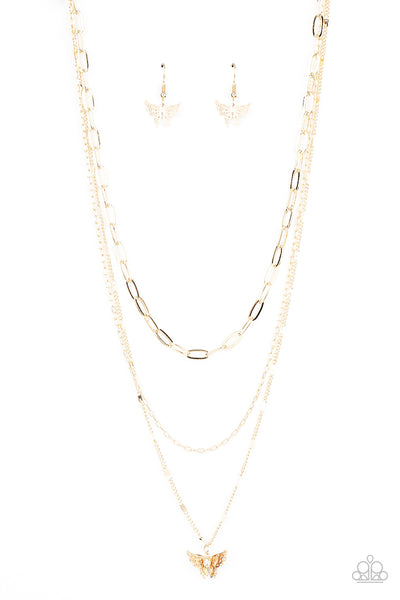Paparazzi Bountiful Butterflies - Gold Necklace