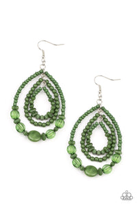 Paparazzi Prana Party - Green Earrings