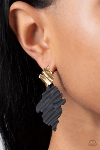 Paparazzi Crimped Couture - Gold Earrings