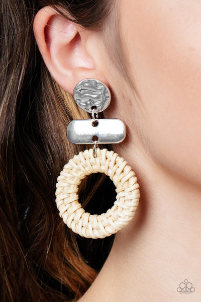 Paparazzi Woven Whimsicality - White Earrings