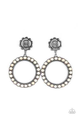 Paparazzi Playfully Prairie - White Earrings