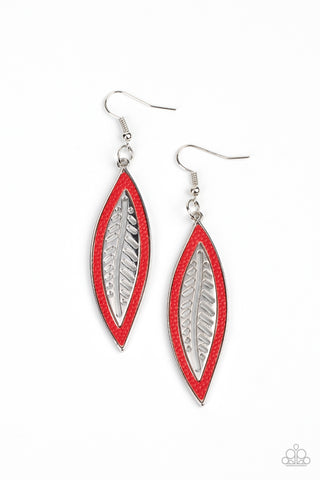 Paparazzi Leather Lagoon - Red Earrings