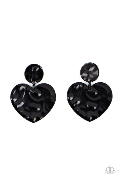 Paparazzi Just a Little Crush - Black Earrings