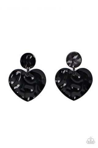 Paparazzi Just a Little Crush - Black Earrings