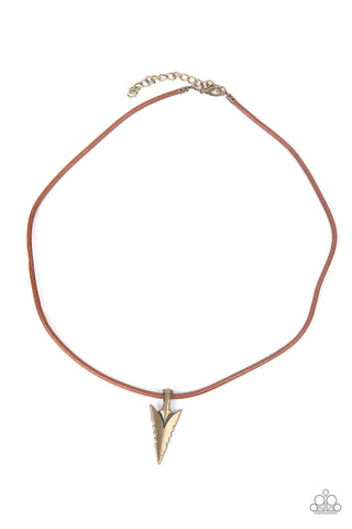 Paparazzi Pharaohs Arrow - Brass Necklace