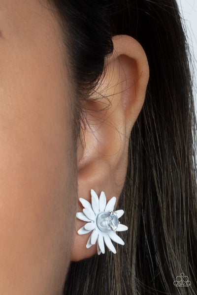 Paparazzi Sunshiny DAIS-y - White Earrings