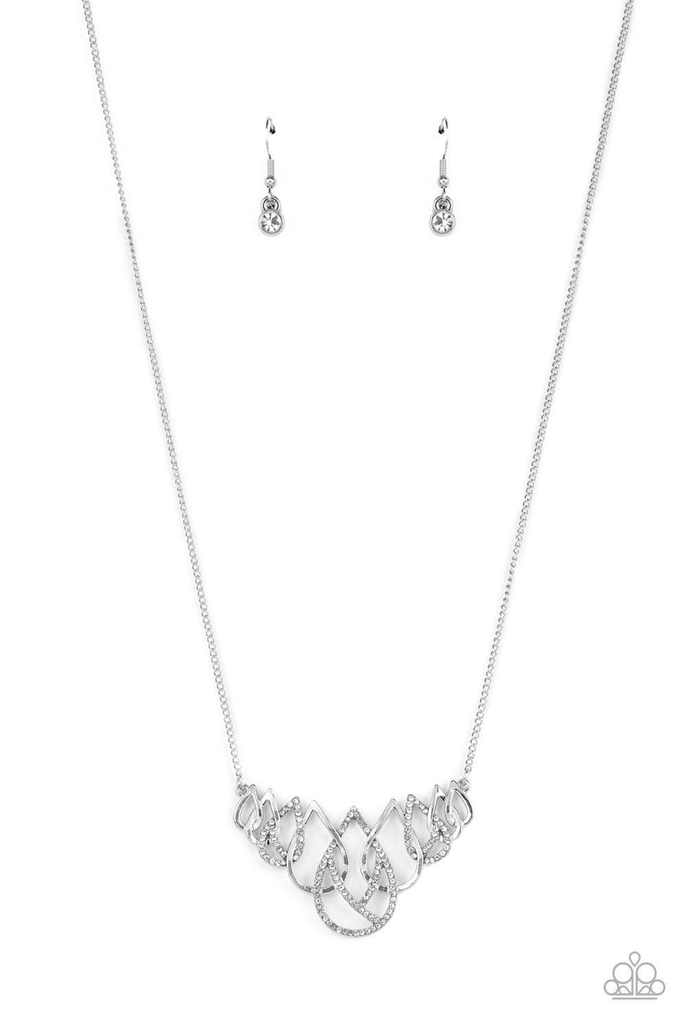 Paparazzi Thunderstruck Teardrops - White Necklace