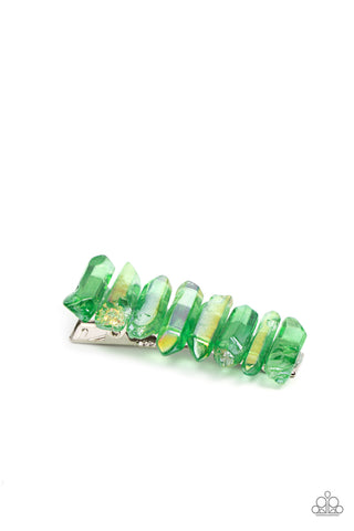 Paparazzi Crystal Caves - Green Hair Clip