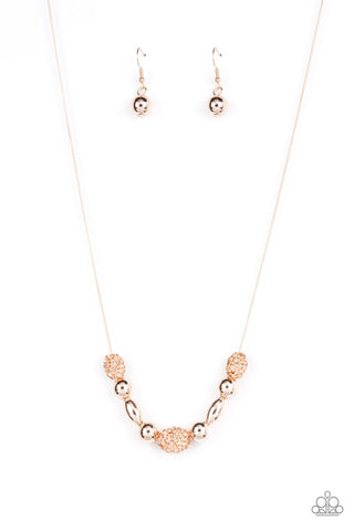 Paparazzi Space Glam - Rose Gold Necklace